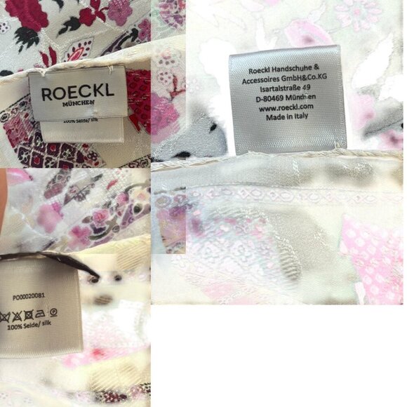 HUGE RARE ROECKL‎ ASIAN EASTERN INSPIRED ARTWORK 100% SILK SCARF MADE IN ITALY - Picture 5 of 5